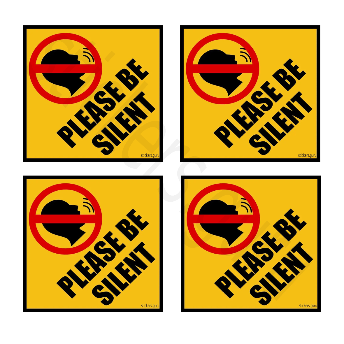 Highfive “Please be silent” sign board stickers self adhesive pack of 4