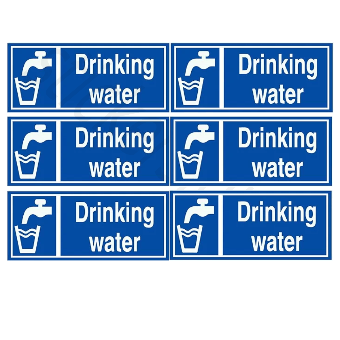 Highfive “drinking water” sign board stickers self adhesive pack of 6